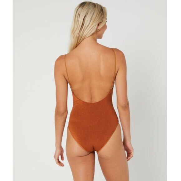 Free People It’s Now Cool The One Piece In Topaz Lurex Size Medium New - Picture 4 of 16